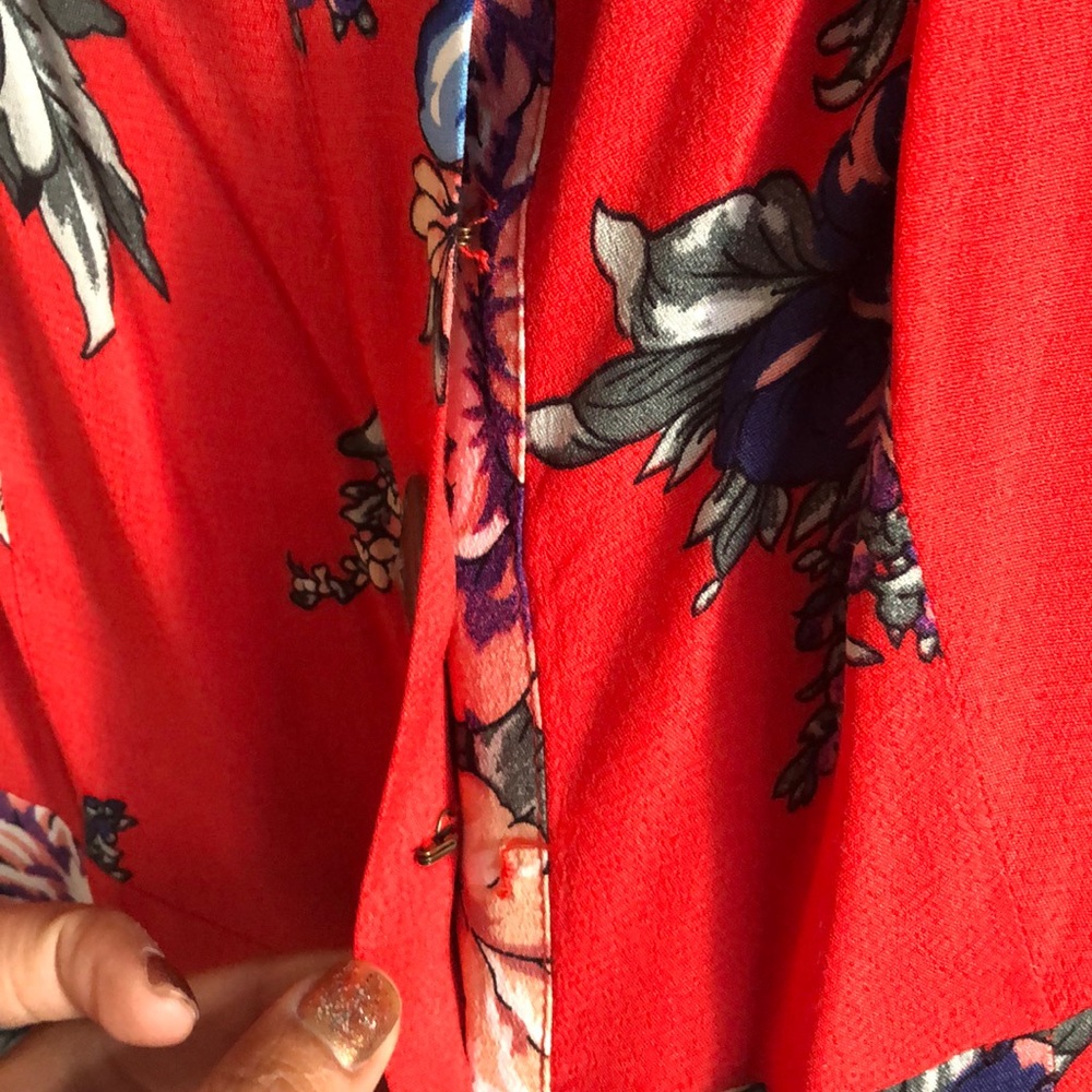 Anthropologie Red Floral Mini Dress - Picture 4 of 6